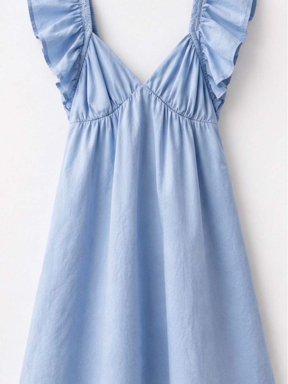 Crystal Doll Powder Blue Ruffle-Strap Mini Dress